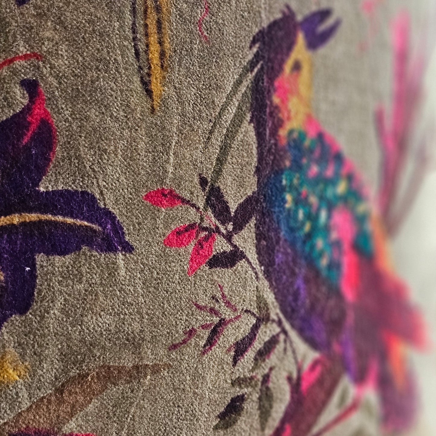 Green Velvet Bird Cushion Cover