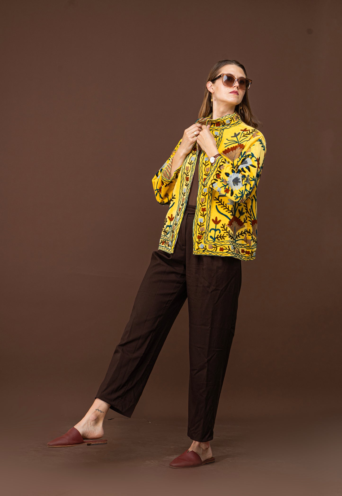 Yellow velvet suzani jacket