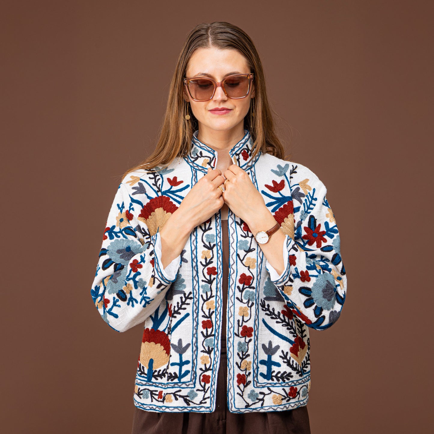 White suzani jacket