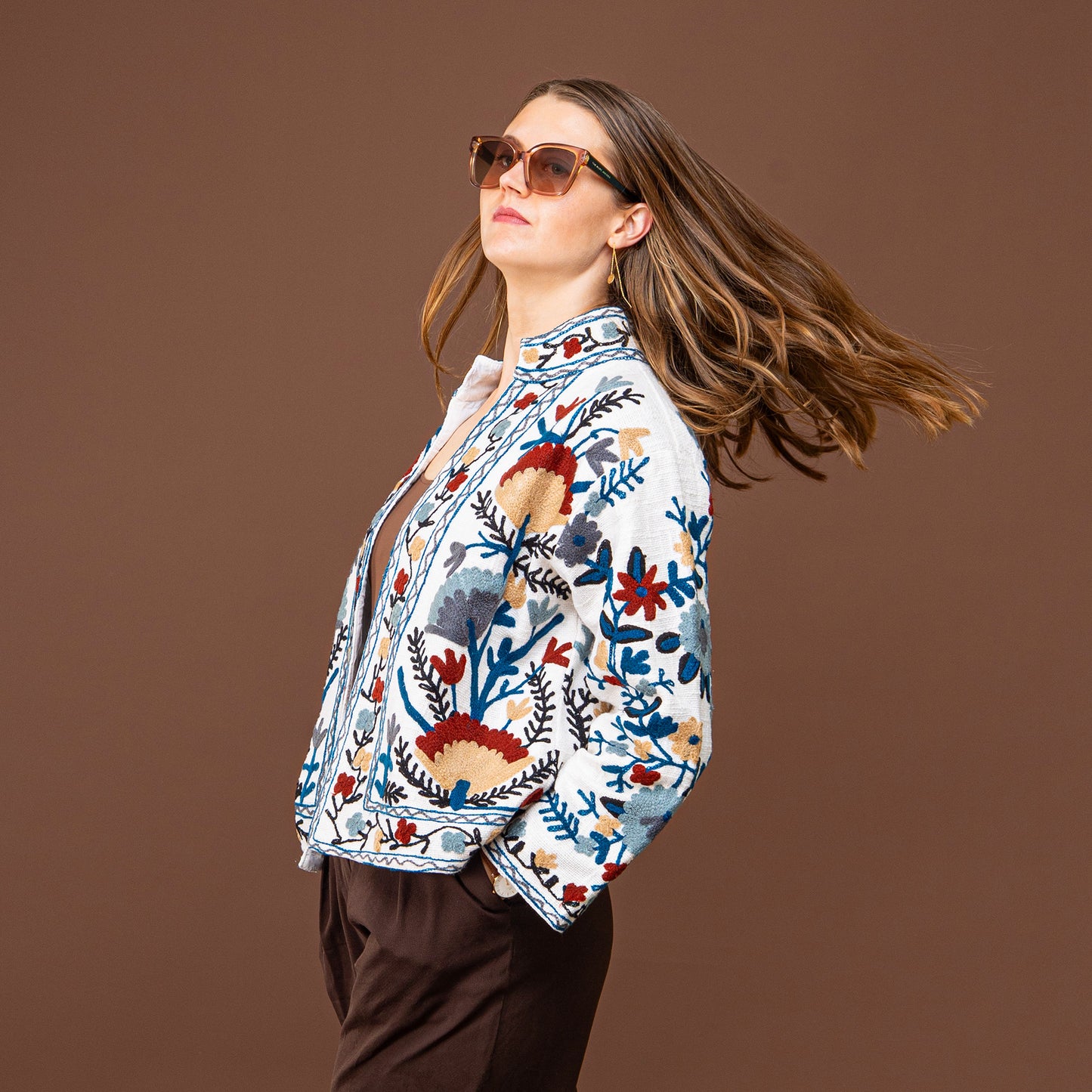 White suzani jacket