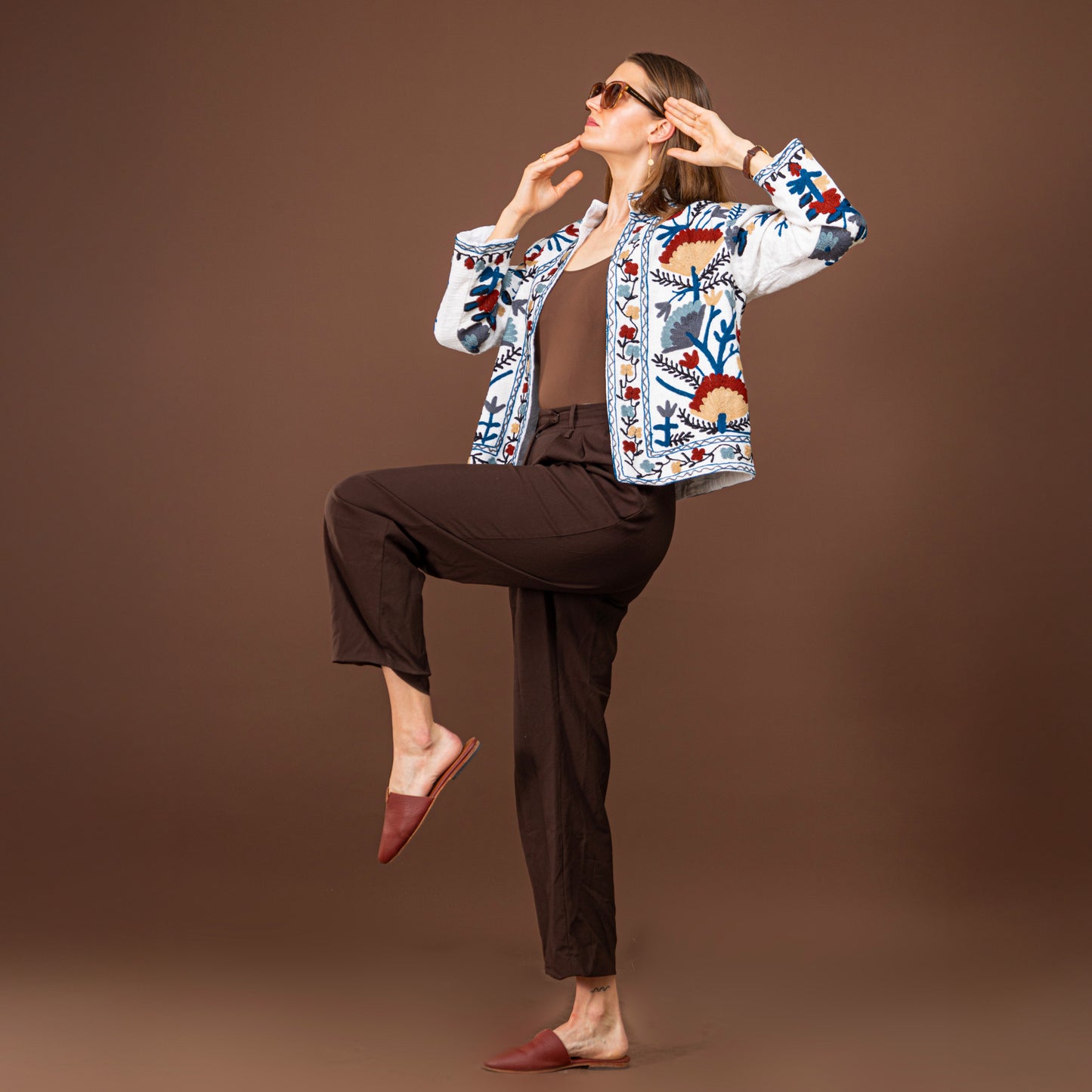White suzani jacket