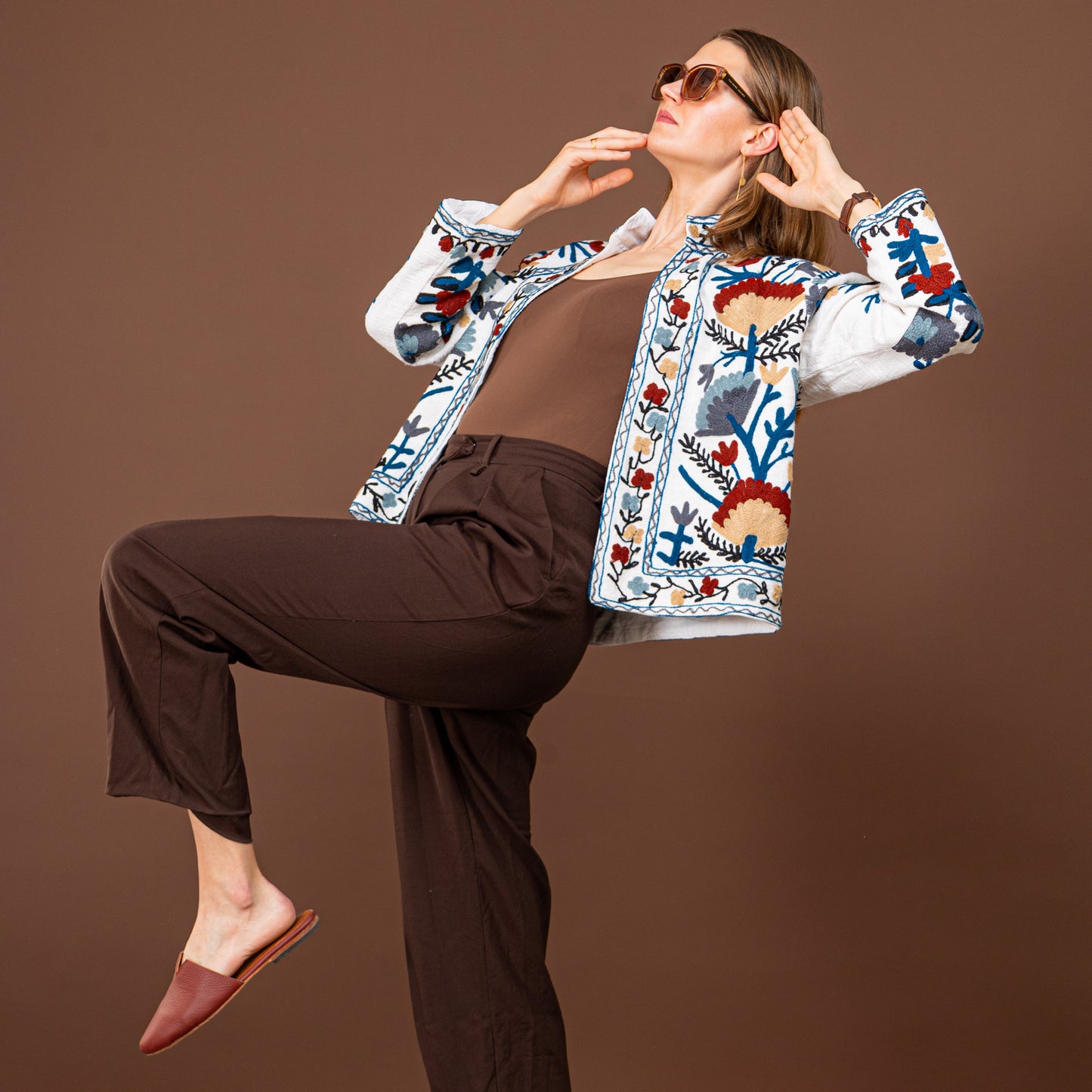 White suzani jacket