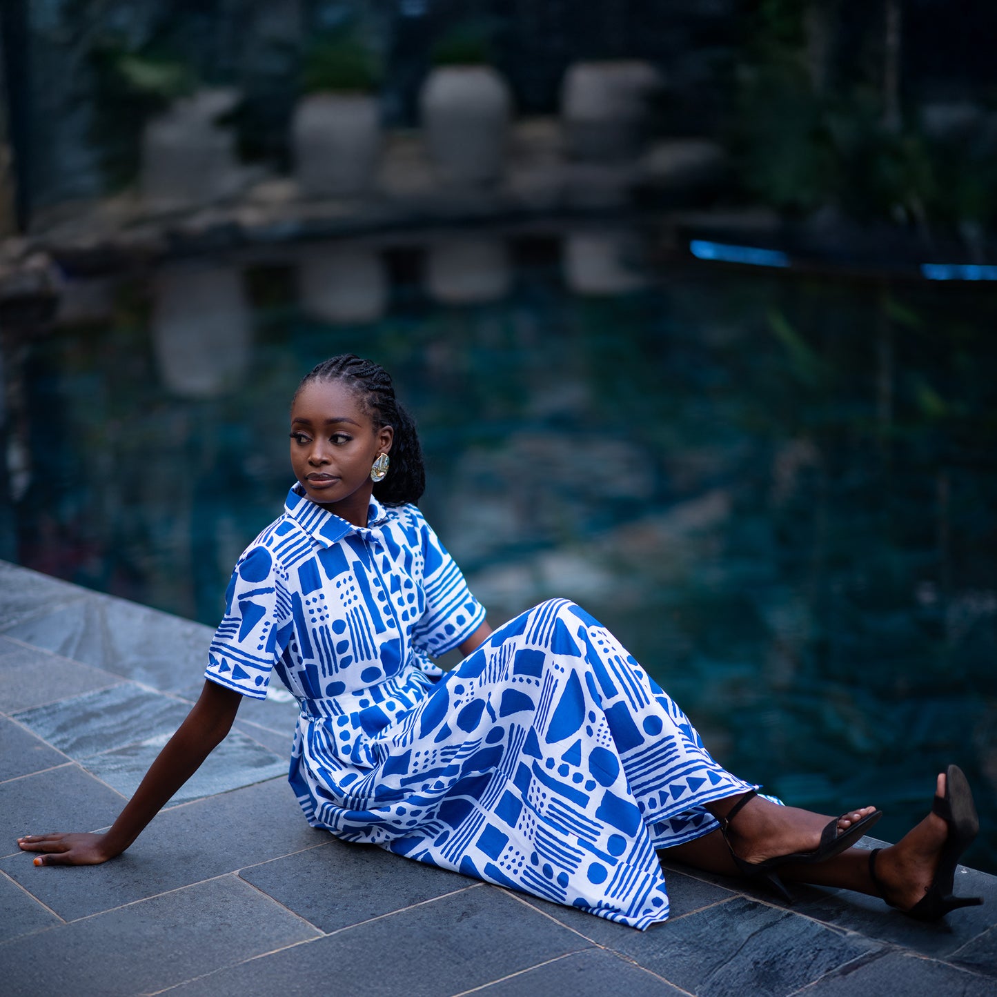 Nomad blue collar long dress