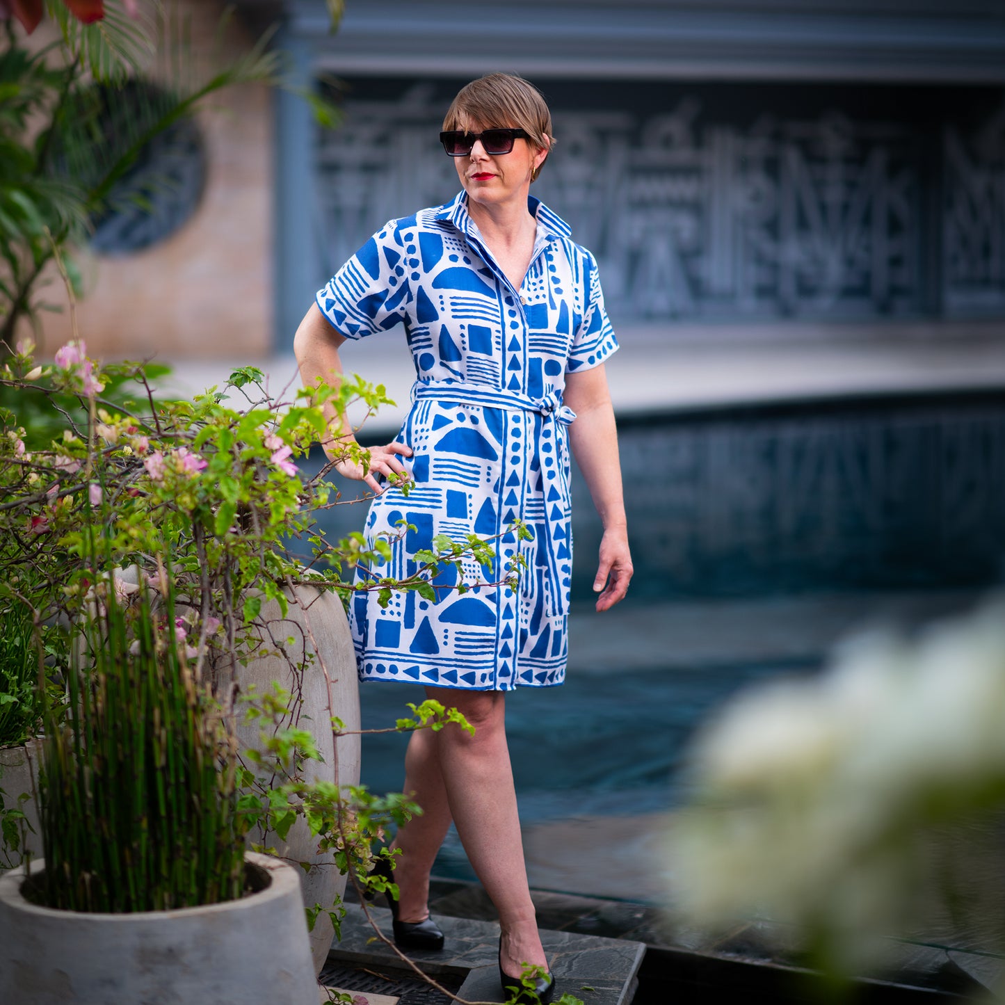 Nomad blue collar short dress