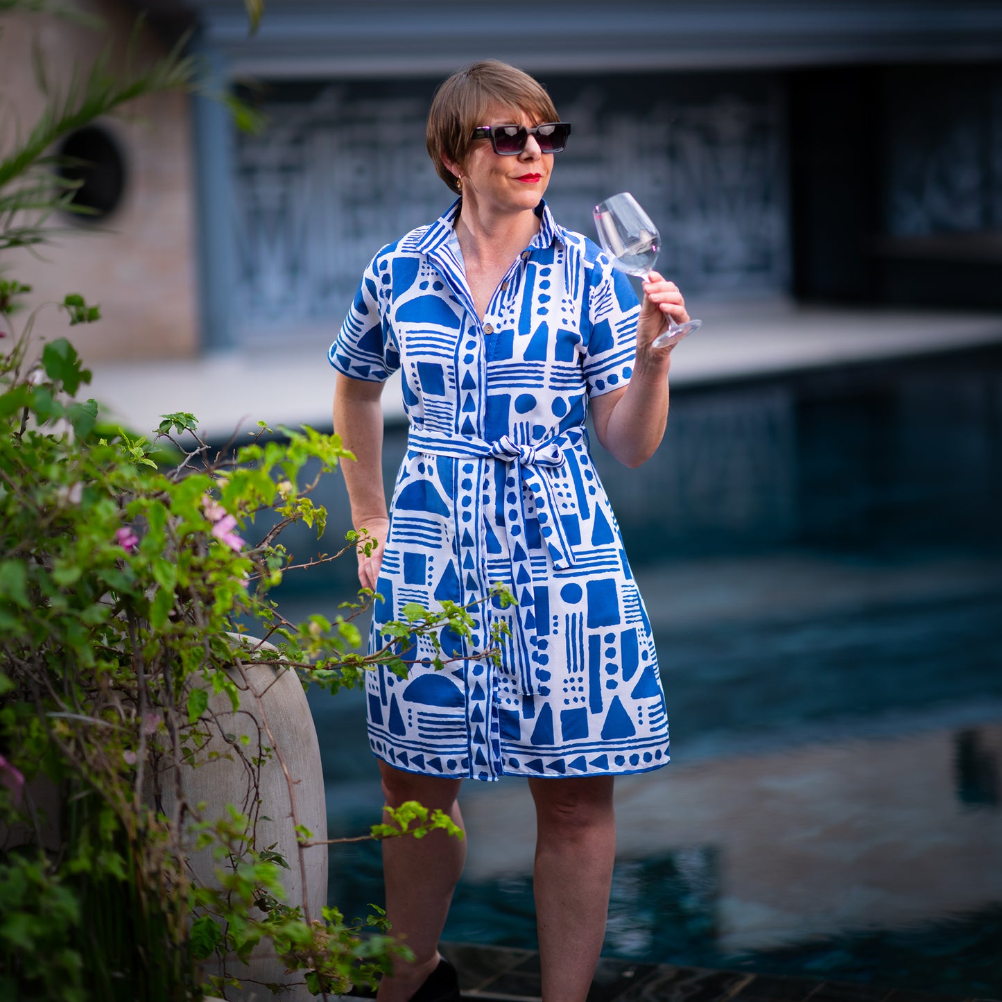 Nomad blue collar short dress