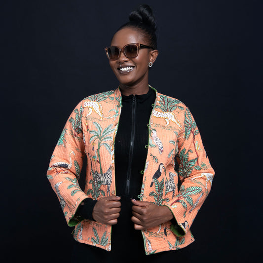 Green & Peach Safari reversible jacket
