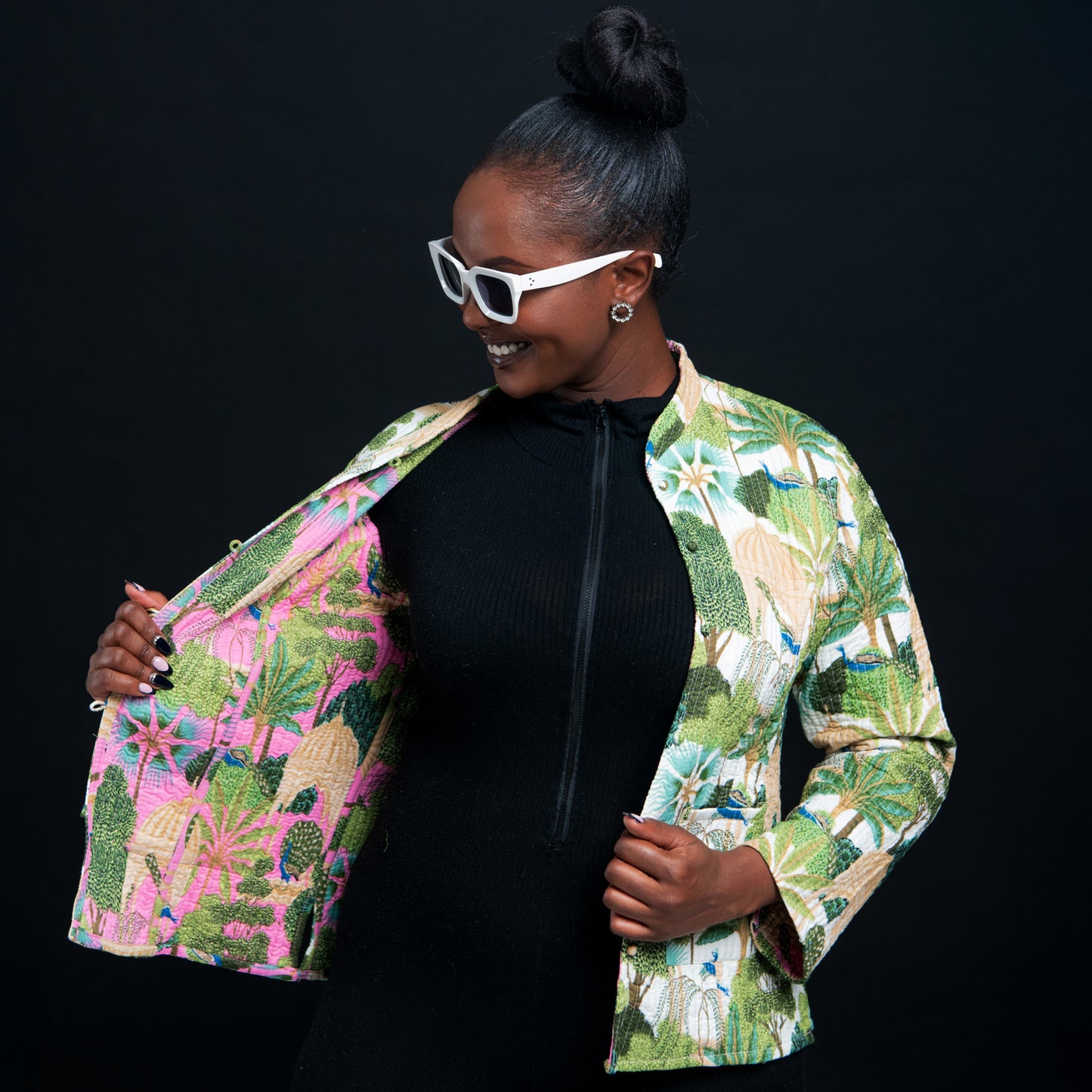 White & Pink Lamu reversible jacket