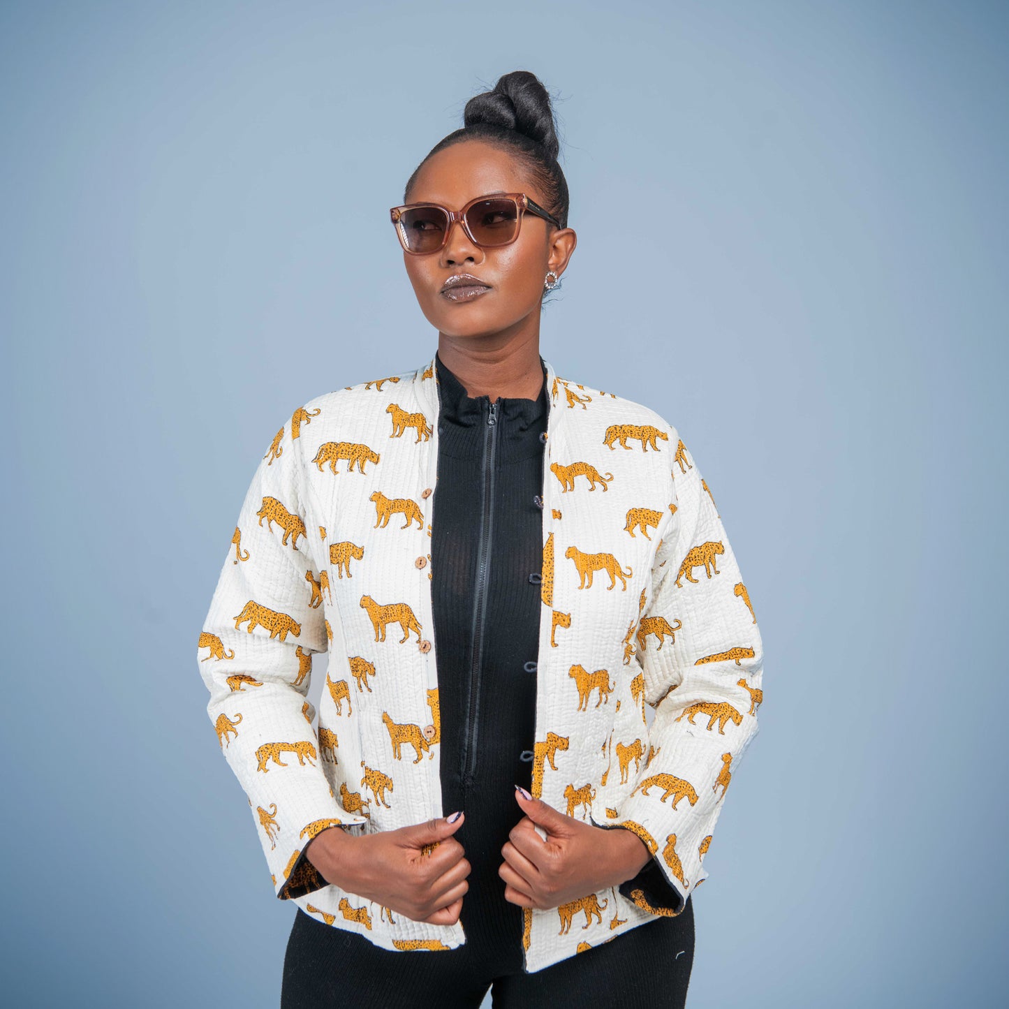 White & Black Cheetah jacket