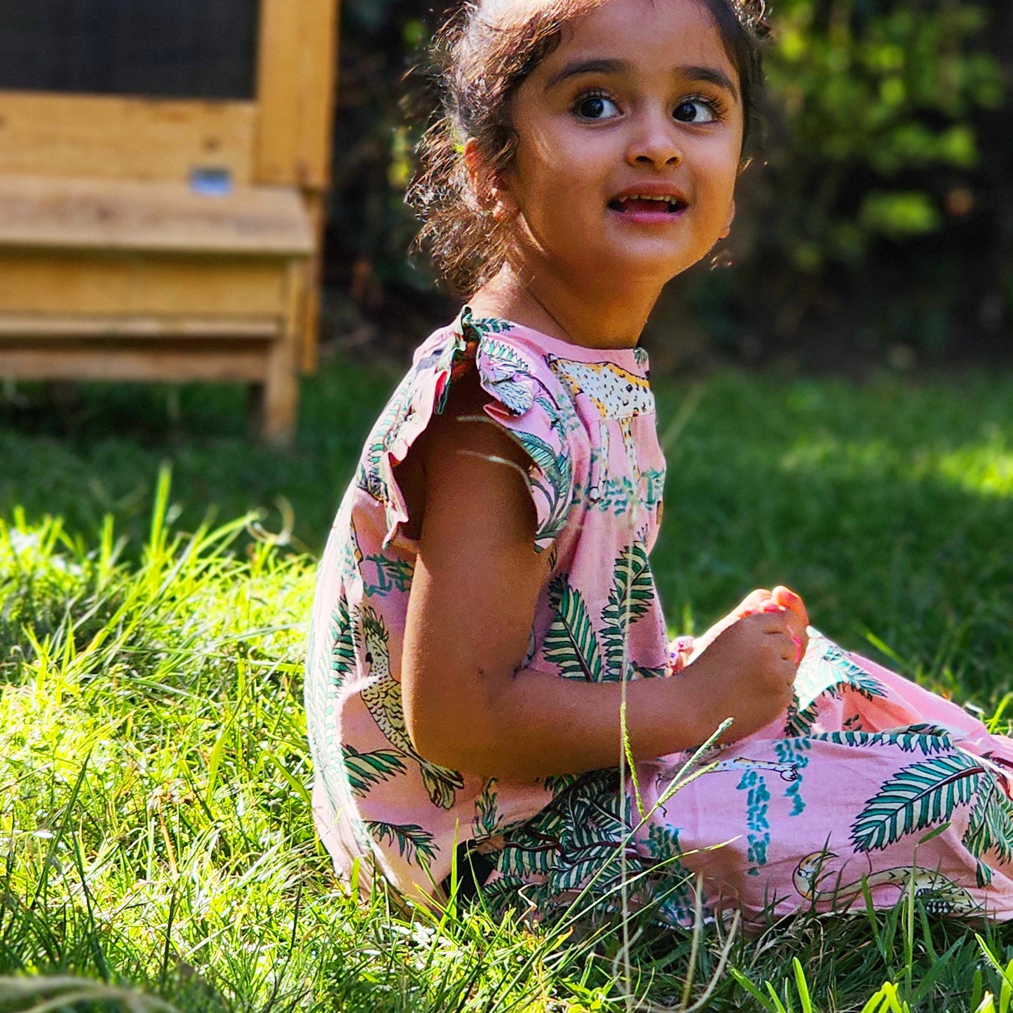 Pink jungle girls jumpsuit