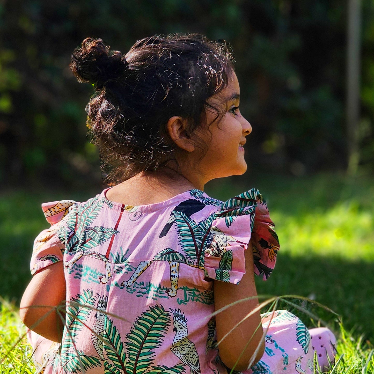 Pink jungle girls jumpsuit