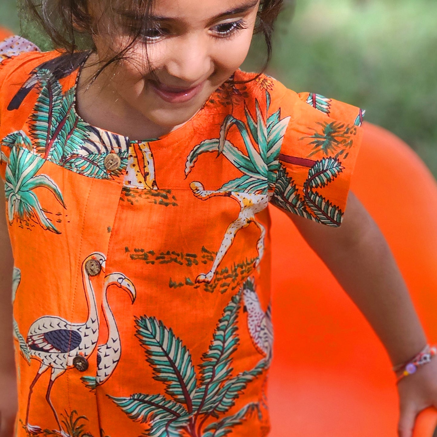 Orange jungle girls jumpsuit