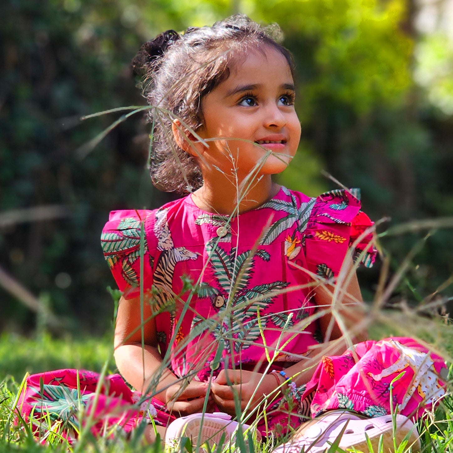 Hot pink jungle girls jumpsuit