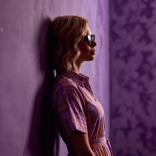 Purple tribe collar long dress