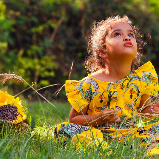 Yellow jungle girls jumpsuit